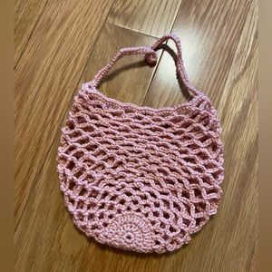 Doll market tote - crochet dusty rose